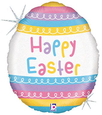18" Happy Easter Pastel Egg Foil Balloon