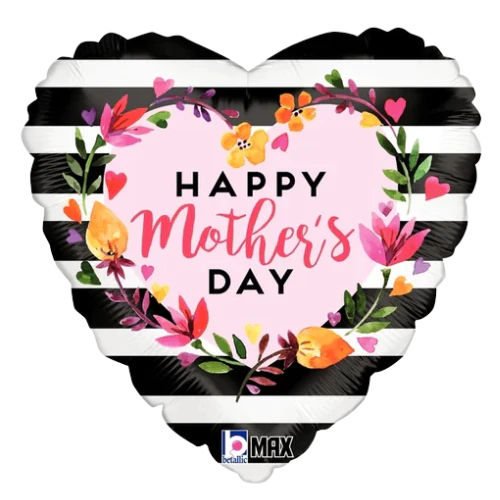 18" Happy Mother's Day Flowers Heart Foil Balloon