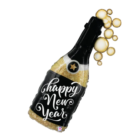 39" Happy New Year Champagne Bubbles Foil Balloon