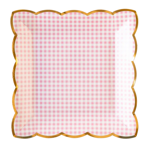 Pink Gingham Plates