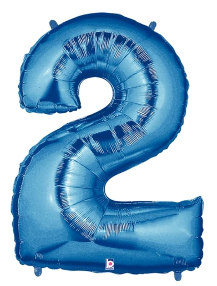 Number 2 40" Blue Foil Number Balloons