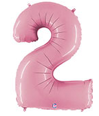 Number 2 40" Pastel Pink Foil Number Balloons