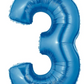 Number 3 40" Blue Foil Number Balloons