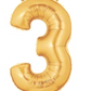 Number 3 40" Gold Foil Number Balloons