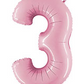 Number 3 40" Pastel Pink Foil Number Balloons