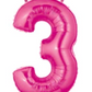 Number 3 40" Pink Foil Number Balloons