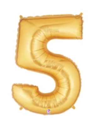Number 5 40" Gold Foil Number Balloons