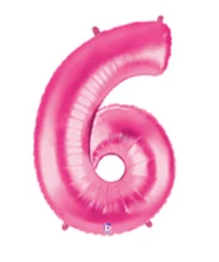 Number 6 40" Pink Foil Number Balloons
