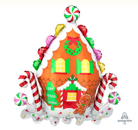30" Gingerbread House Foil Balloon