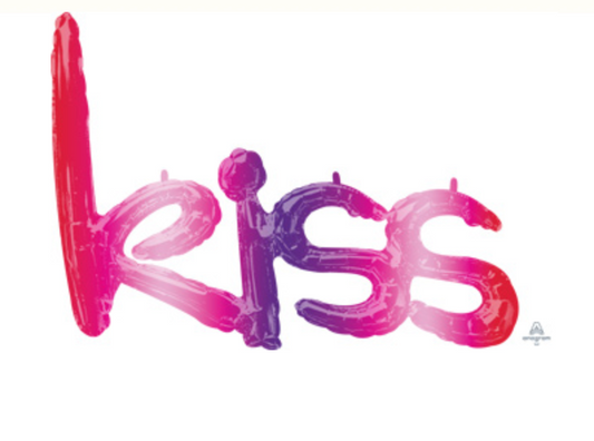 KISS Letters Pink/Purple Foil Balloon