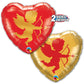18" Gold/Red Cupid Heart Foil Balloon