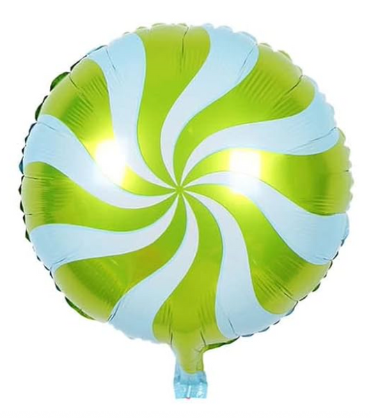 18" Green/Blue Peppermint Swirl Foil Balloon