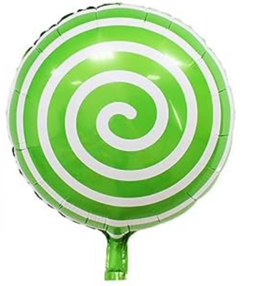 18" Green/White Lollipop Swirl Foil Balloon