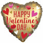 18" Heart Gold Happy Valentine's Day Hearts Foil Balloon