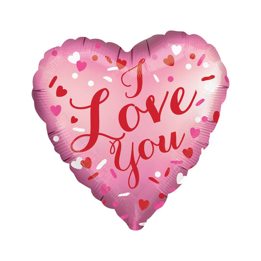 18" Heart "I Love You" Pink/White/Red Foil Balloon