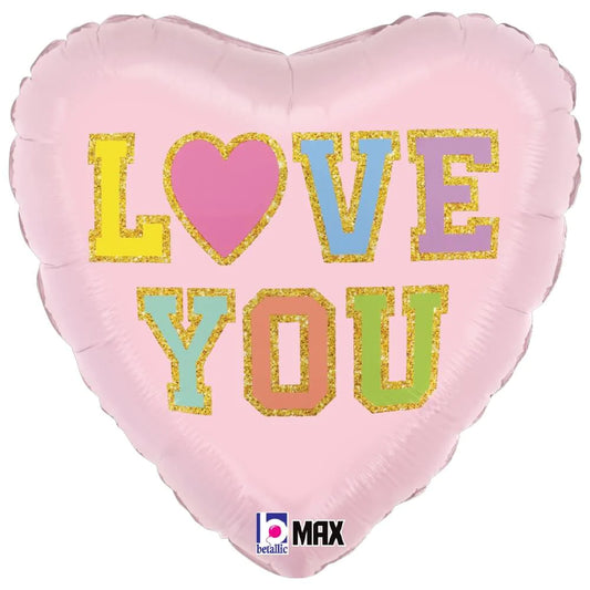 18" Love You Pink Heart Foil Balloon