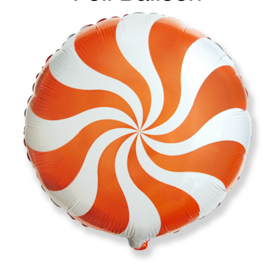 18" Orange/White Peppermint Swirl Foil Balloon