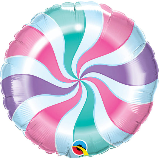 18" Pastel Peppermint Swirl Pink/Purple/Mint Foil Balloon
