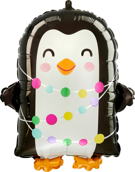 18" Penguin with Lights Foil Balloon