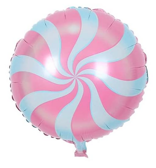 18" Pink/Blue Peppermint Swirl Foil Balloon