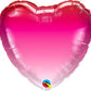 18" Pink/Red Ombre Heart Foil Balloon