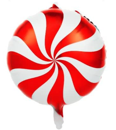 18" Red/White Peppermint Swirl Foil Balloon