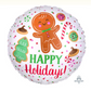 18" Round Gingerbread Happy Holidays Foil Balloon