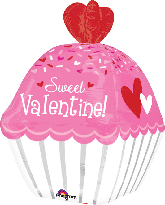24" Sweet Valentine Cupcake Foil Balloon