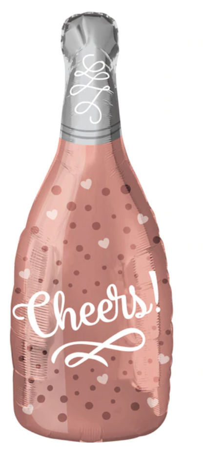 26" Pink Cheers Champagne Bottle Foil Balloon