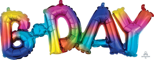 Rainbow Phrase B-DAY Foil Balloon