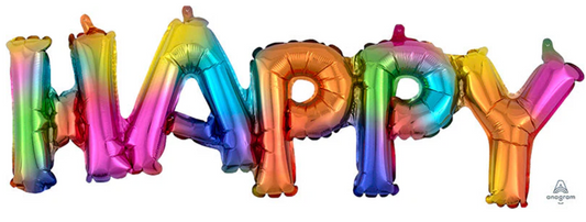 Rainbow Phrase HAPPY Foil Balloon