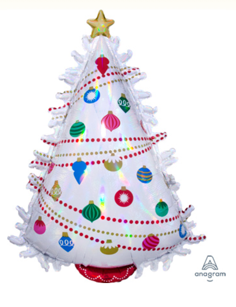 36" Iridescent Christmas Tree Foil Balloon