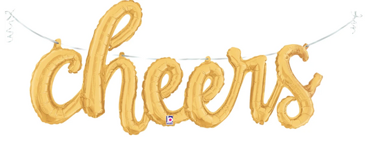 CHEERS Letters Gold Script Foil Balloon