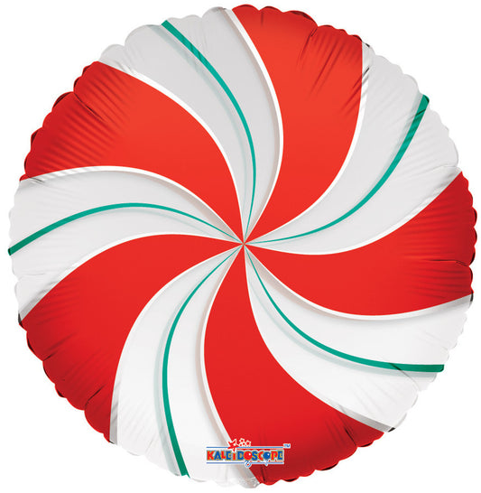Red/Green Clear Peppermint Swirl Foil Balloon