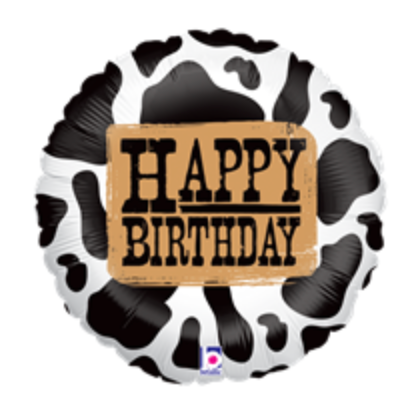 18" Cow Print Happy Birthday Foil Balloon