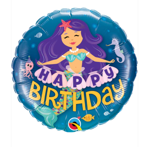 18" Happy Birthday Mermaid Foil Balloon