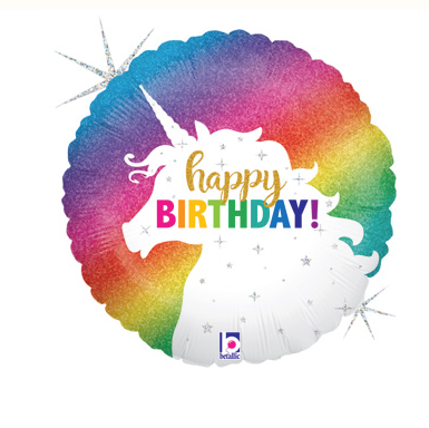 18" Happy Birthday Unicorn Foil Balloon