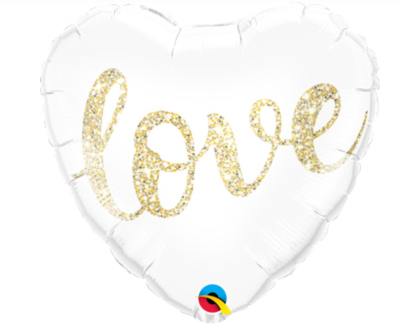 18" Love Glitter Gold Heart Foil Balloon