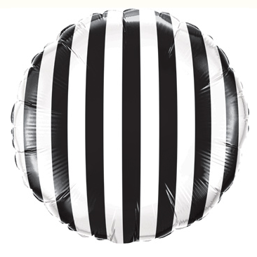 18" Vertical Black and White Stripe Foil Balloon