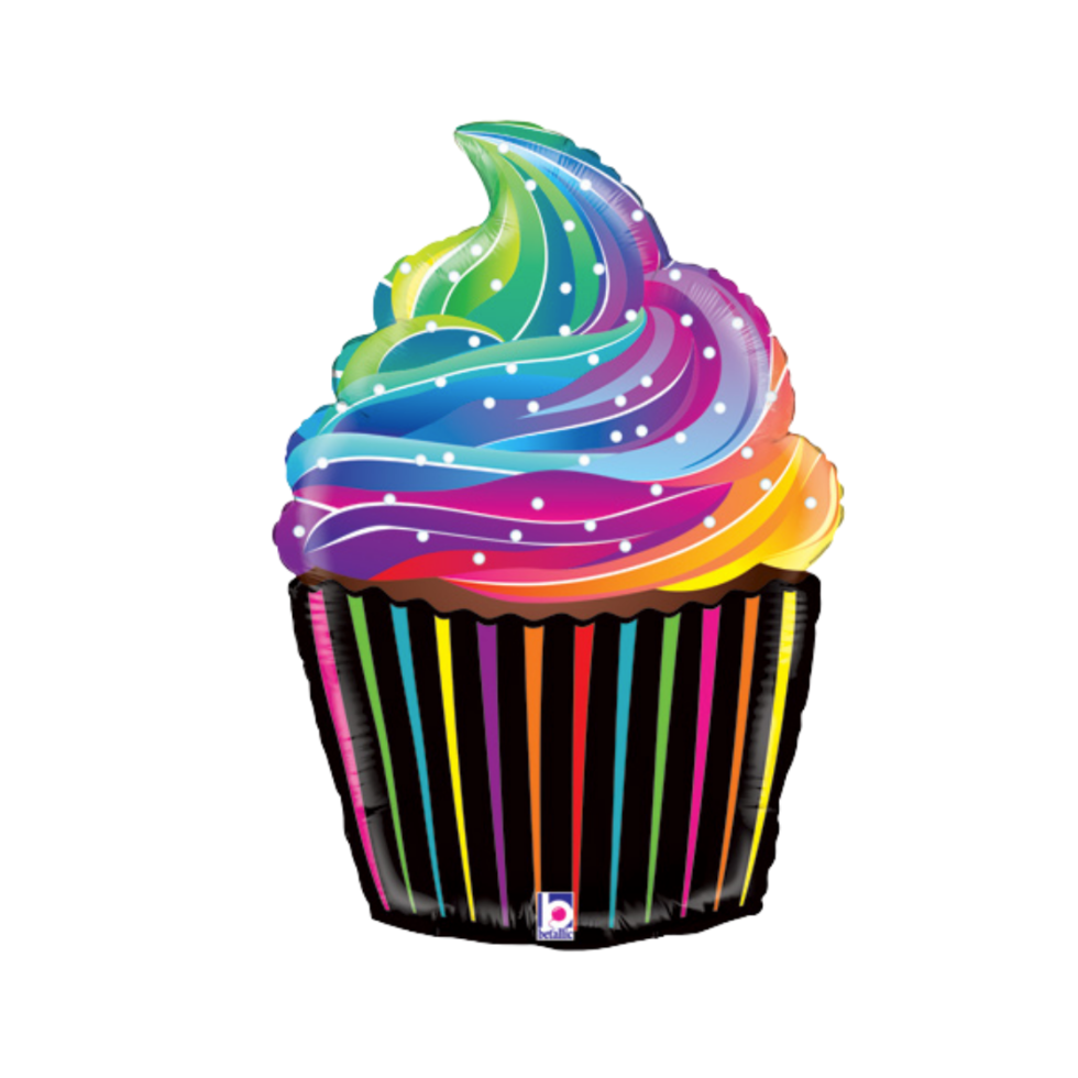27" Rainbow Cupcake Foil Balloon