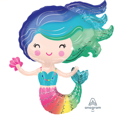 30 inch Colorful Mermaid Foil Balloon Perfect to Add On to Any Size Order