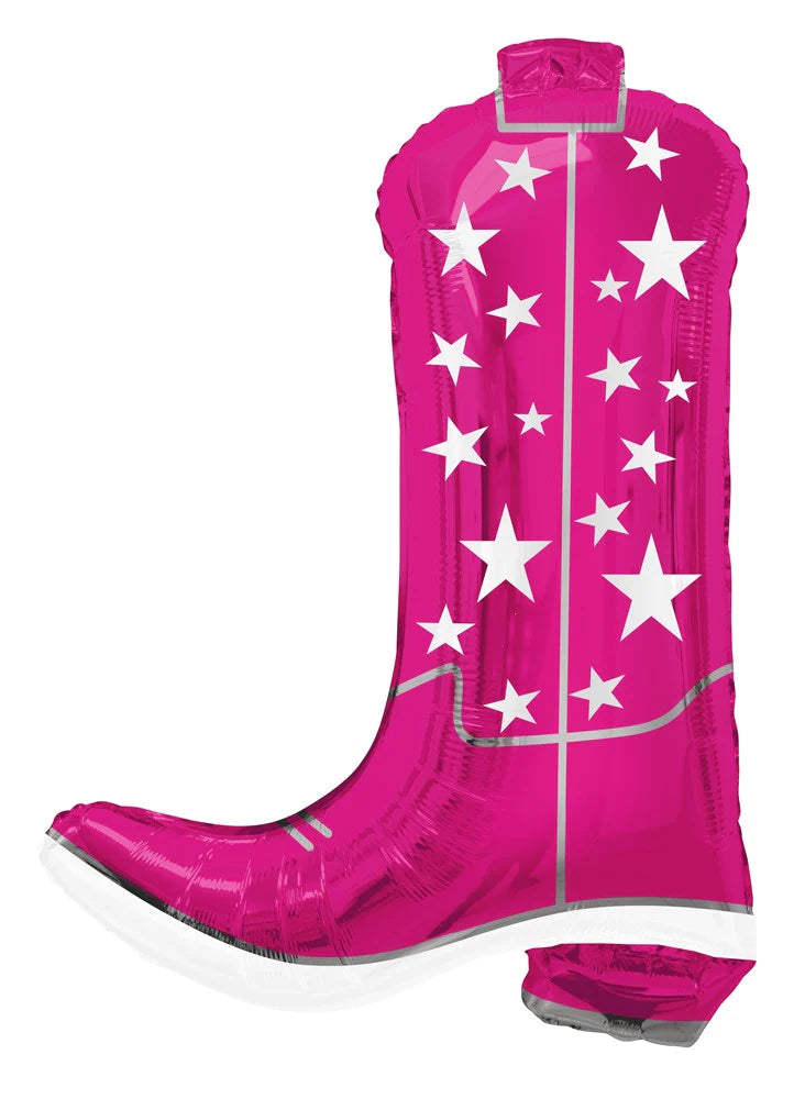 26" Pink Cowgirl Boot Foil Balloon
