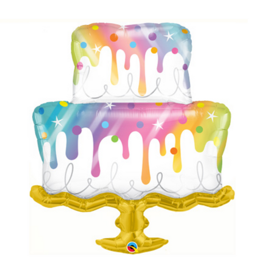 39" Rainbow Drip Cake Foil Balloon