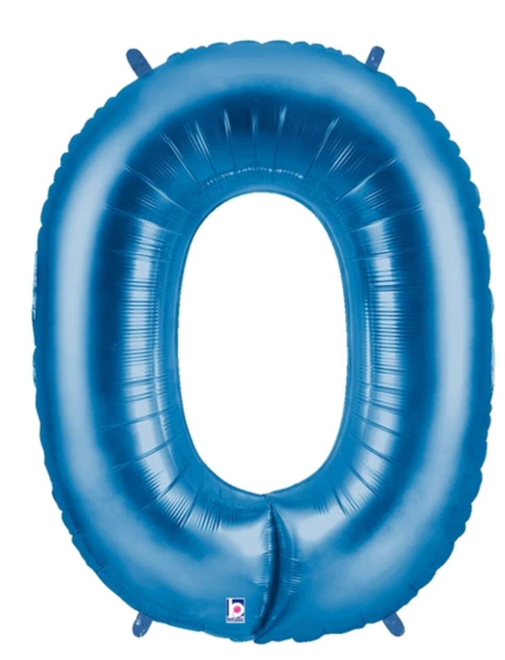Number 0 40" Blue Foil Number Balloons