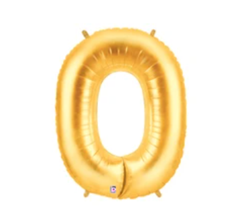 Number 0 40" Gold Foil Number Balloons