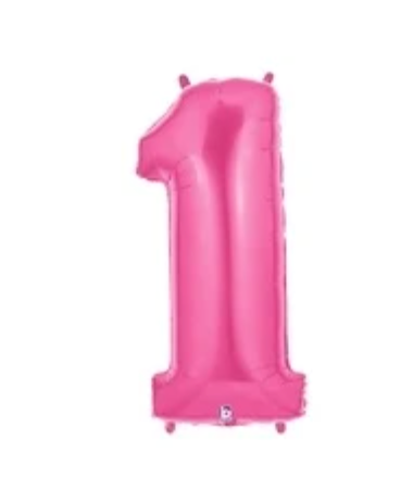 Number 1 40" Pink Foil Number Balloons