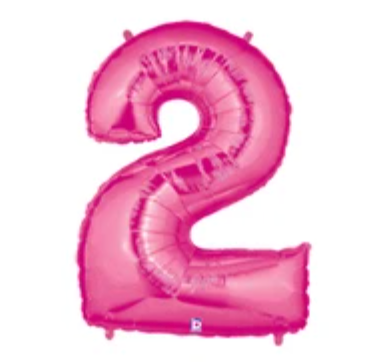 Number 2 40" Pink Foil Number Balloons