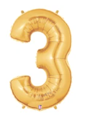 Number 3 40" Gold Foil Number Balloons