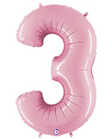 Number 3 40" Pastel Pink Foil Number Balloons