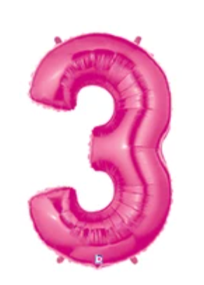 Number 3 40" Pink Foil Number Balloons
